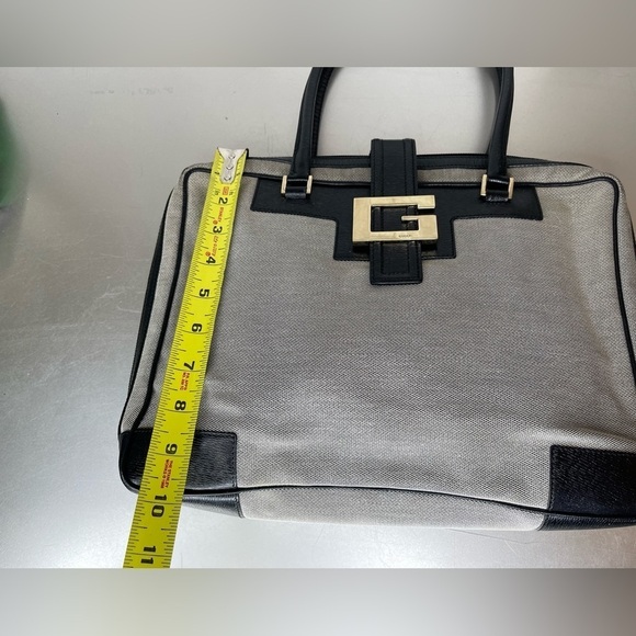 GUCCI Authentic Woven Top Handle Satchel Leather Accent Logo Clasp Career Bag - Picture 7 of 13